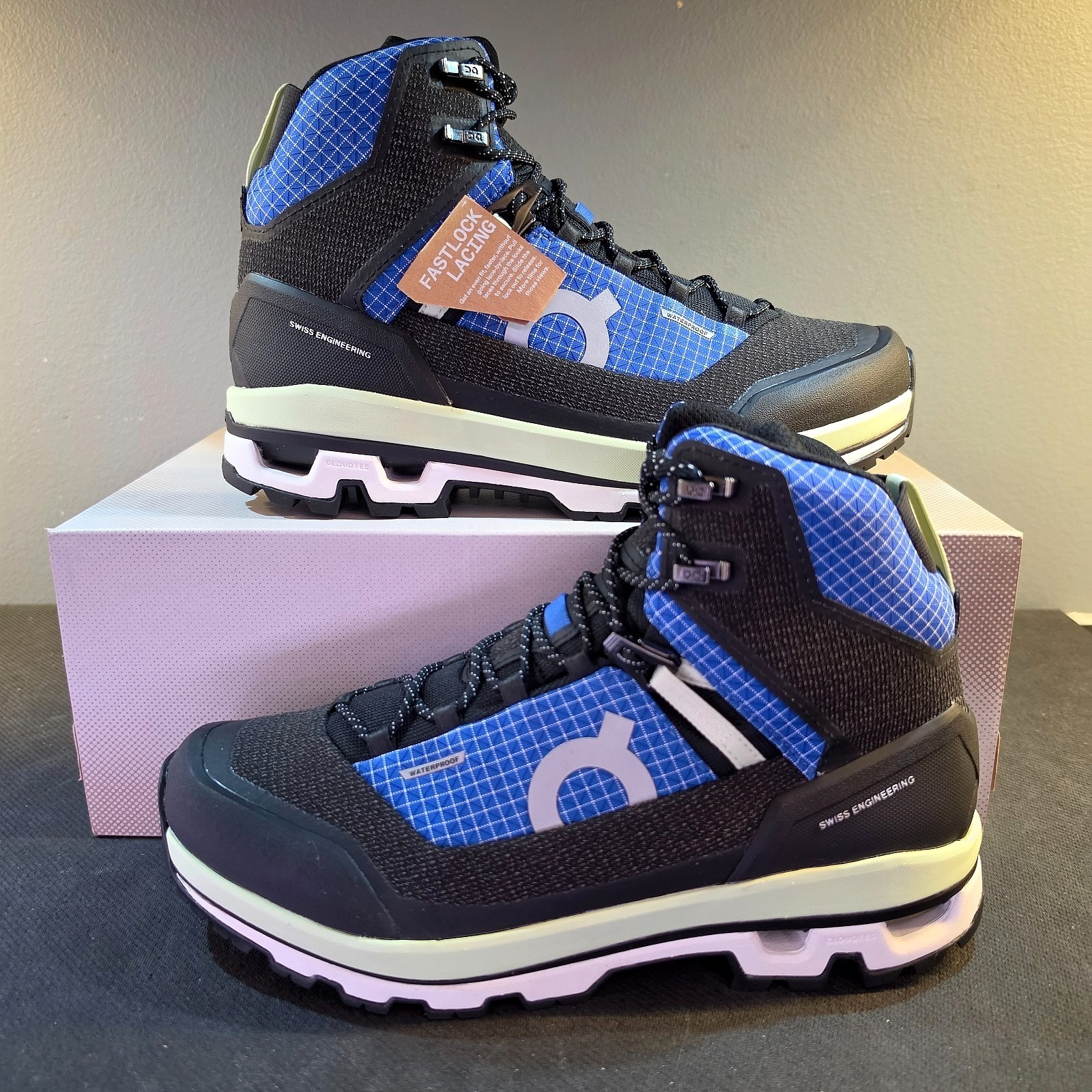 New Women's 9 On Cloudalpine Waterproof Blue Black Summer Hiking Boot 3wd1084